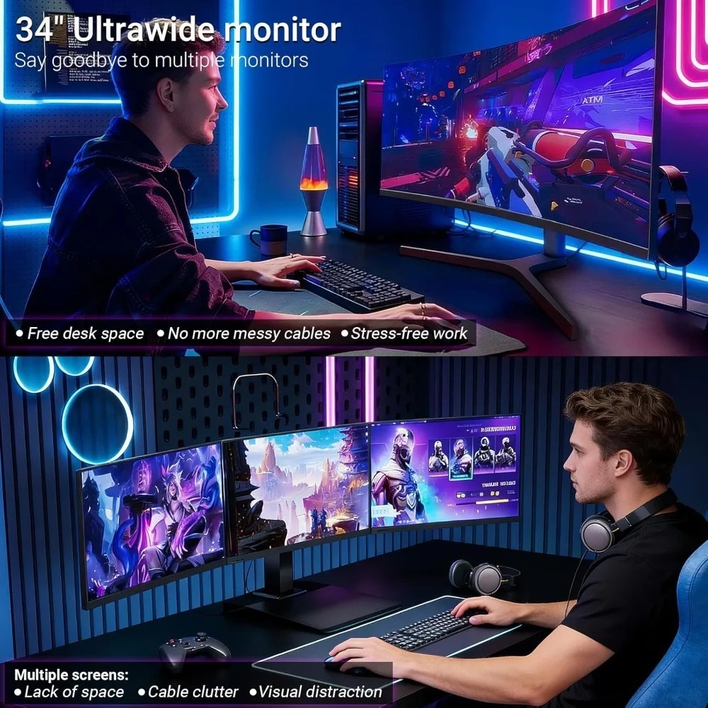 Gaming Monitor Curved - Monitor gamingowy Garden 34 cale, zakrzywiony,
