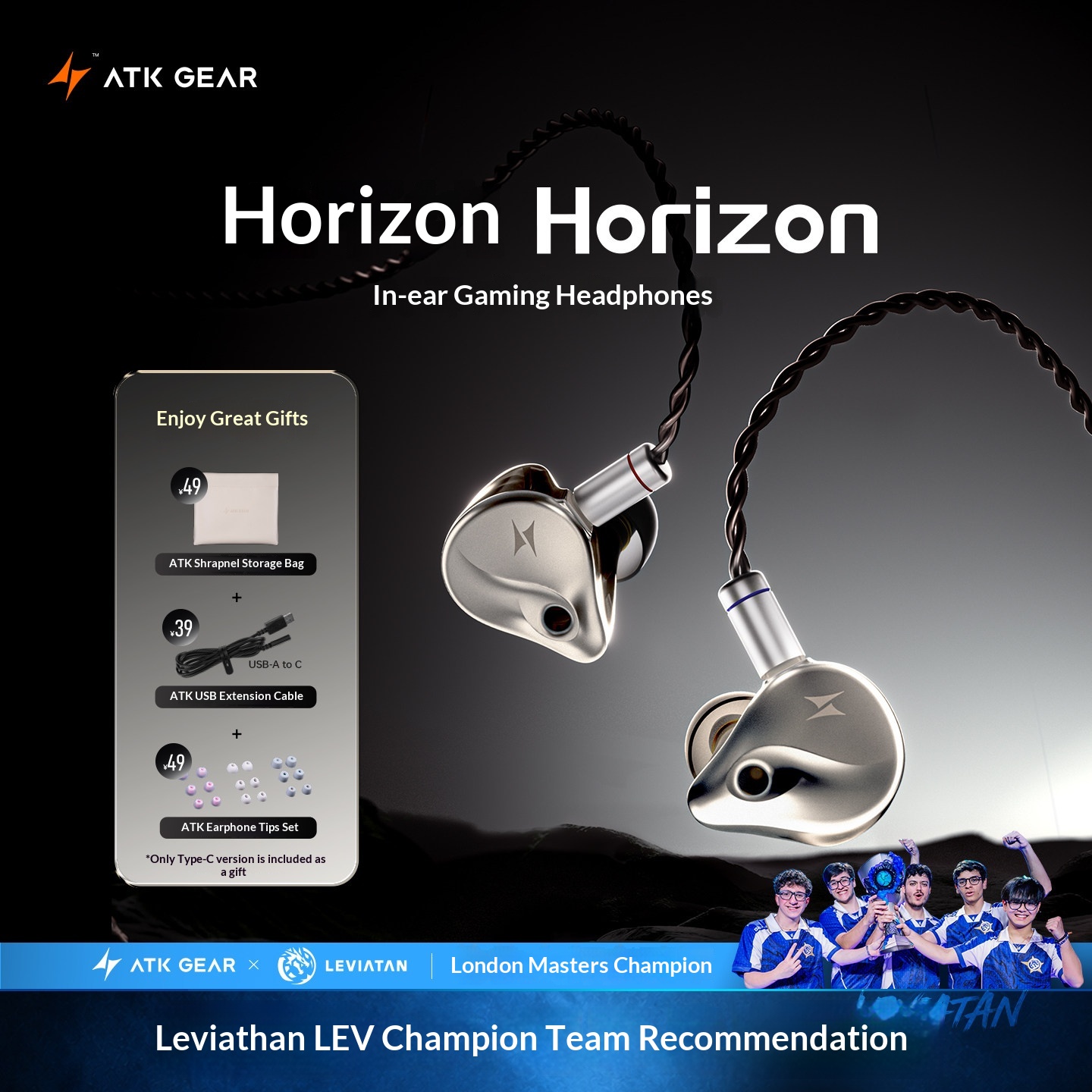 Esports Gaming Headset - Słuchawki douszne ATK Horizon Wired In